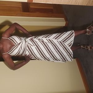 Tory collection Bold Awning strip wrap dress.